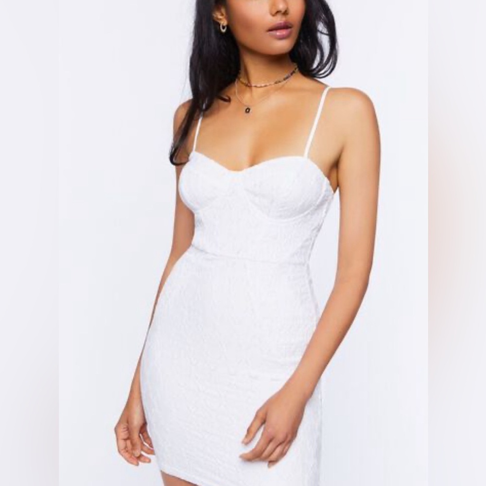 Forever 21 white laced coquette mini dress with corset style top